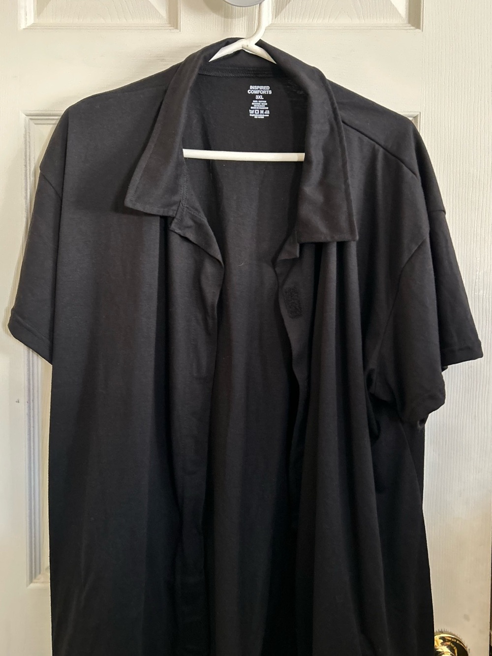 3XL. Inspire Black Lightweight Open-Front Shirt blouse. Black